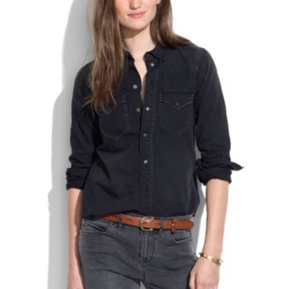 Madewell charcoal grey Western snap button shirt - Picture 1 of 6